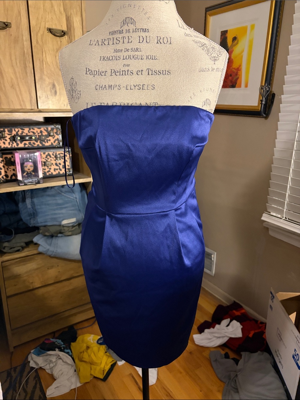 Strapless Express Satin Cocktail Dress - Royal Blue - 4 NWT